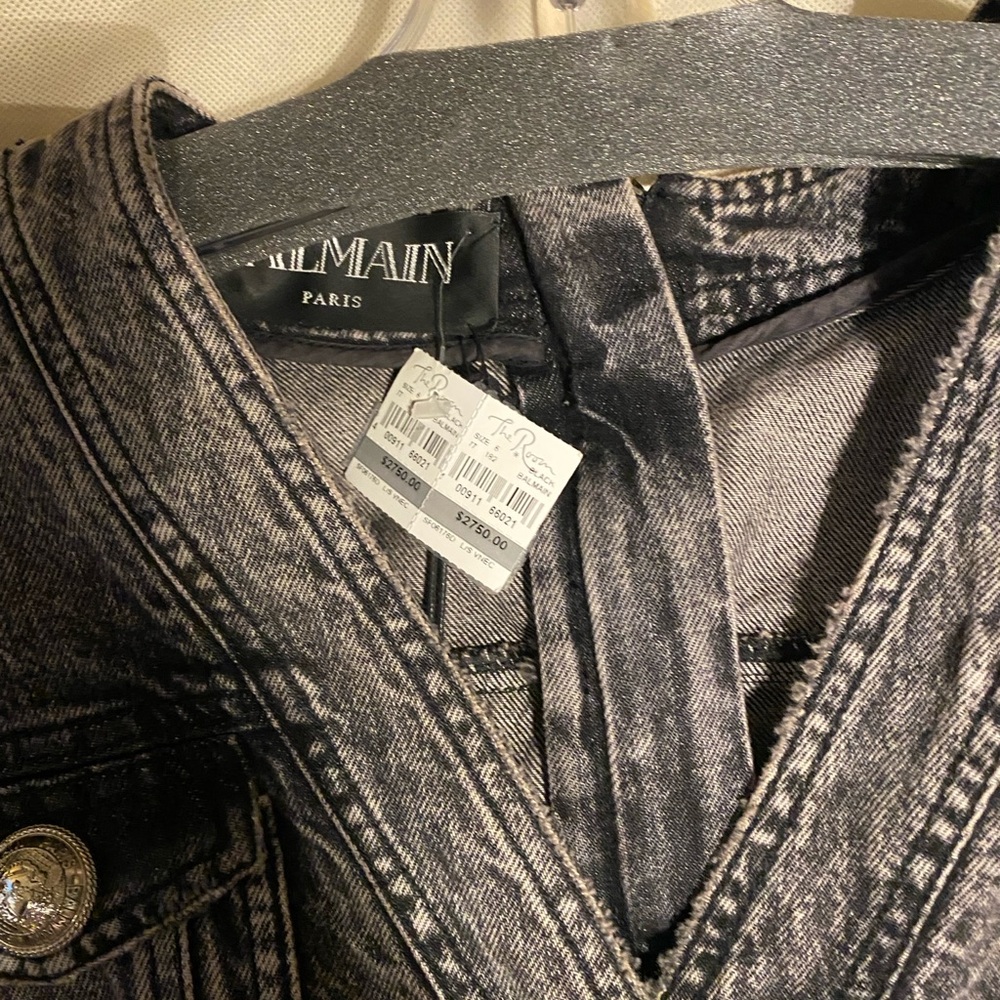 BALMAIN - grey denim mini dress - Picture 3 of 4